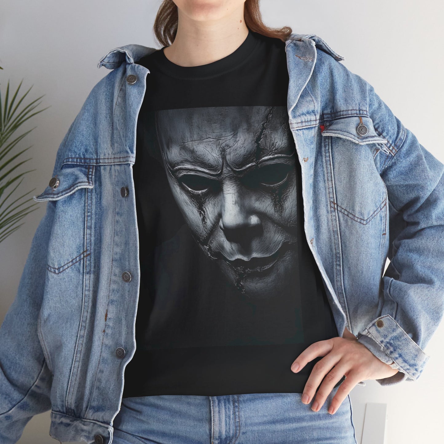 Michael Myers Tee, Halloween Graphic T-Shirt, Horror Mask Top, Unisex Cotton Tee