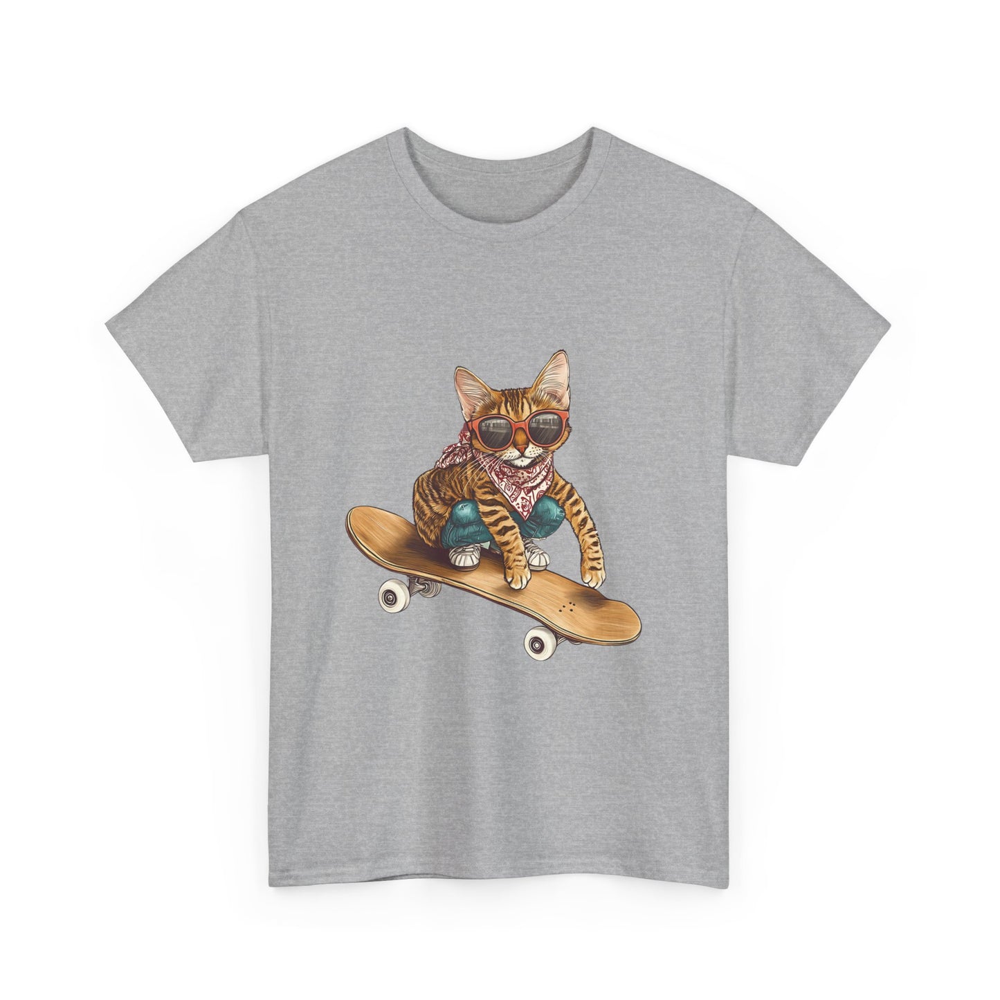 Retro Skateboard Cat T-Shirt Cat Graphic Tee Cool Streetwear for Cat Lovers