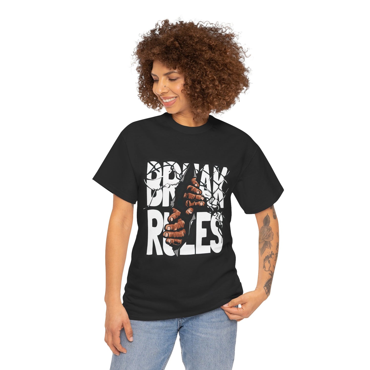 Break the Rules Typography T-Shirt Graphic Tee Motivational Streetwear