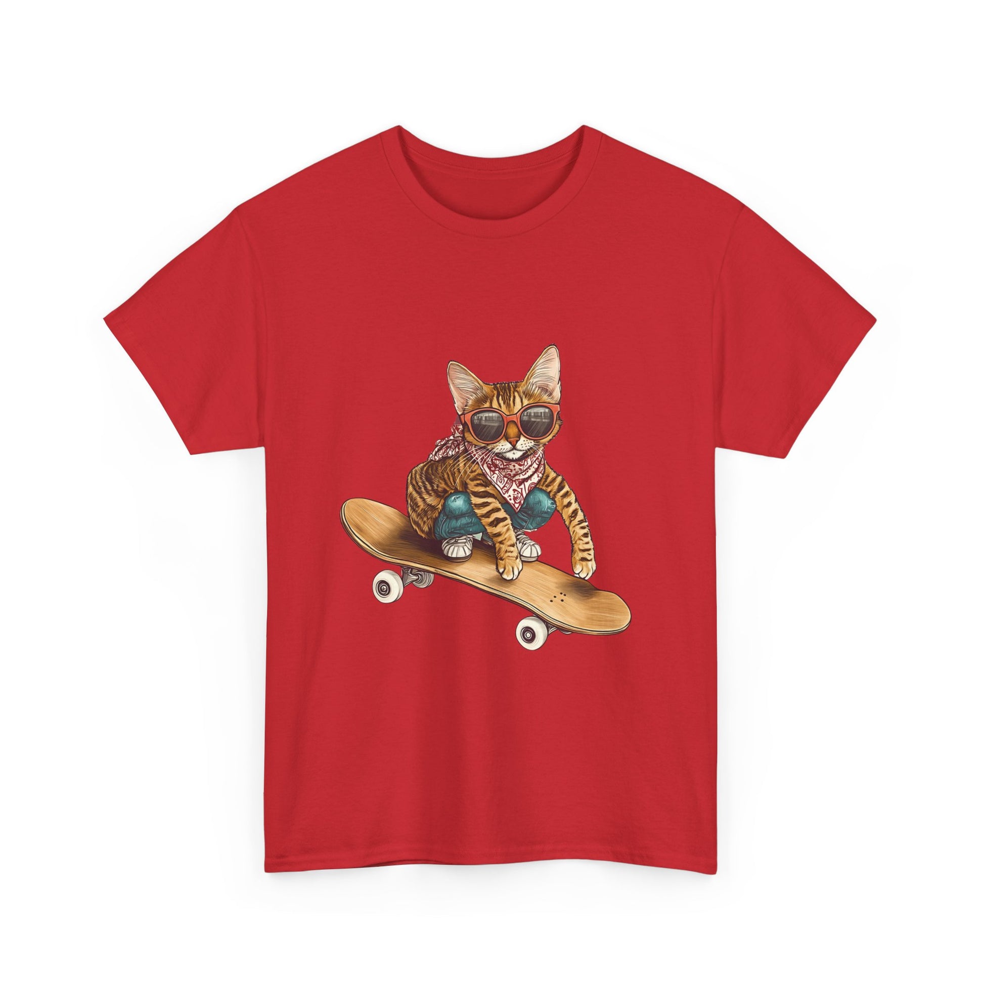 Retro Skateboard Cat T-Shirt Cat Graphic Tee Cool Streetwear for Cat Lovers