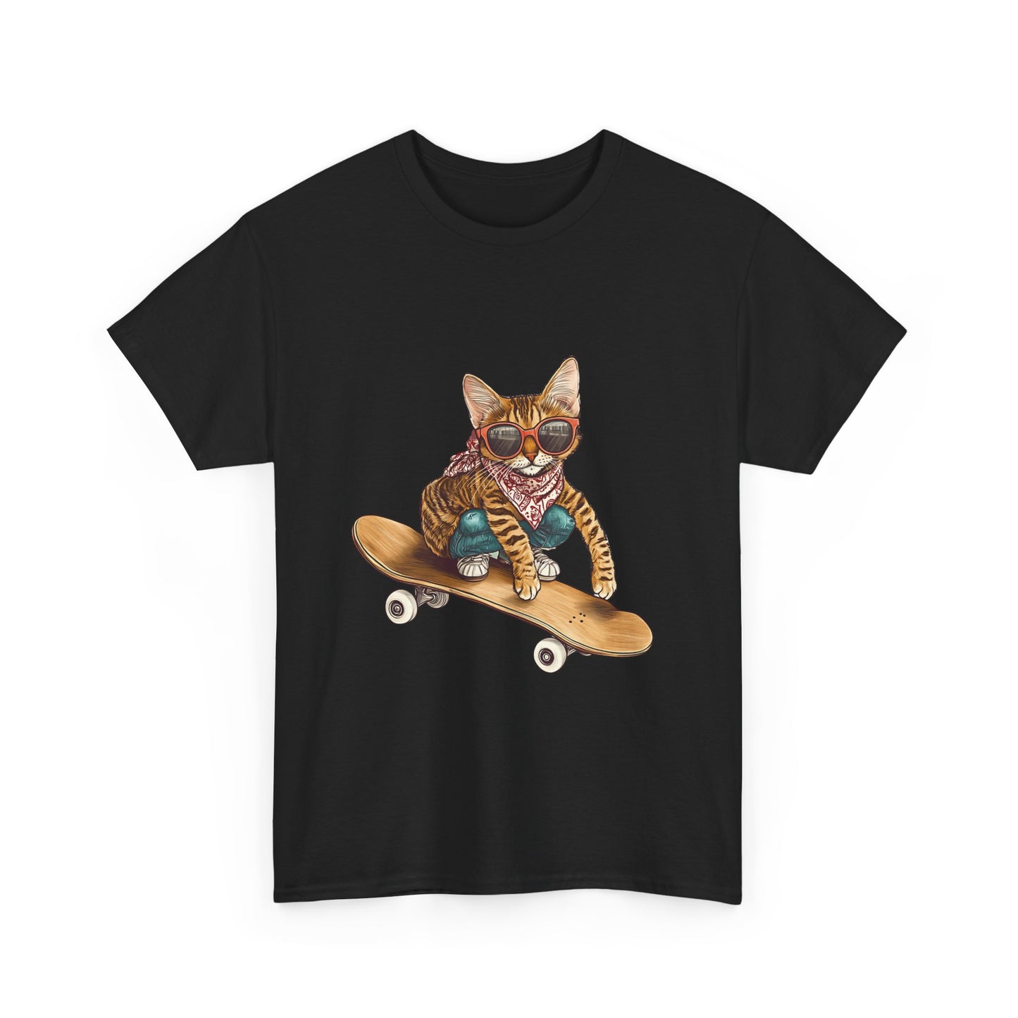 Retro Skateboard Cat T-Shirt Cat Graphic Tee Cool Streetwear for Cat Lovers