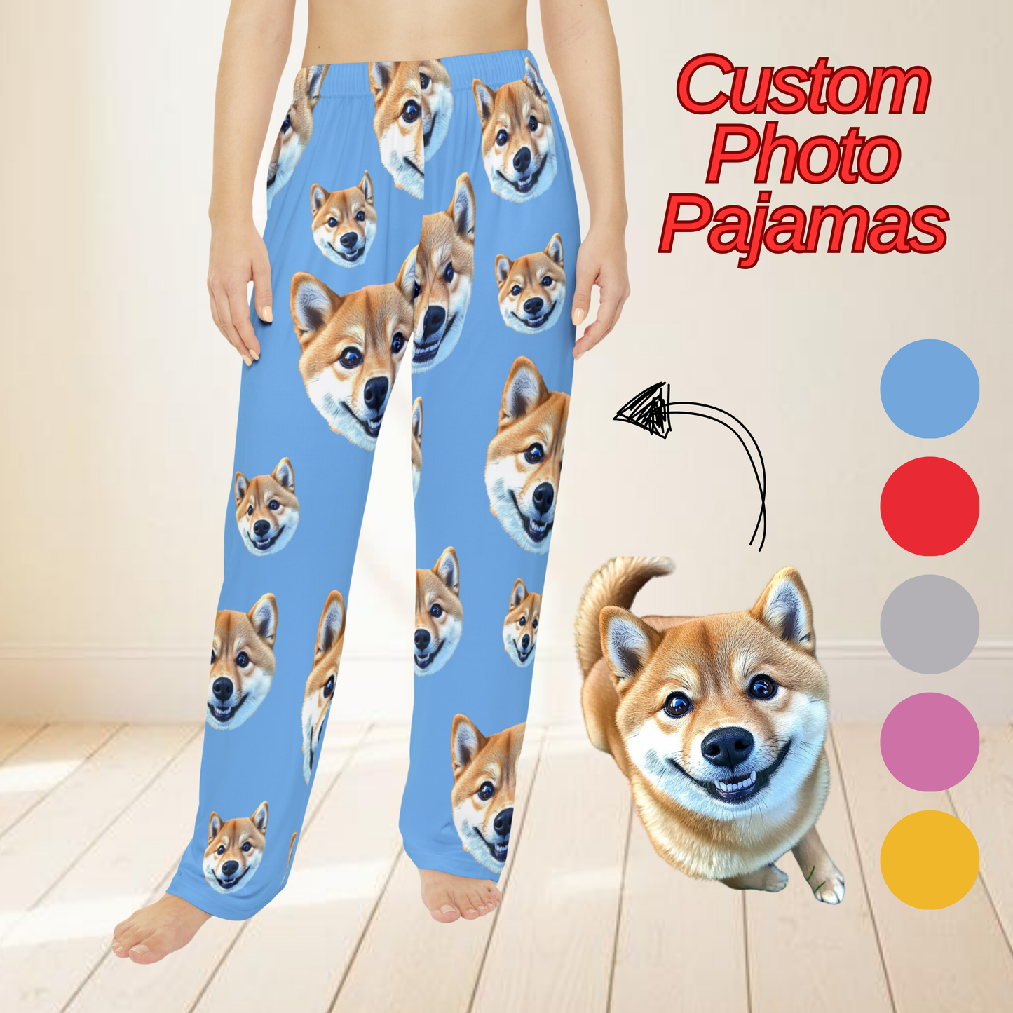 Custom Pet Pajama Pants - Personalized Dog & Cat Face PJs for Pet Lovers