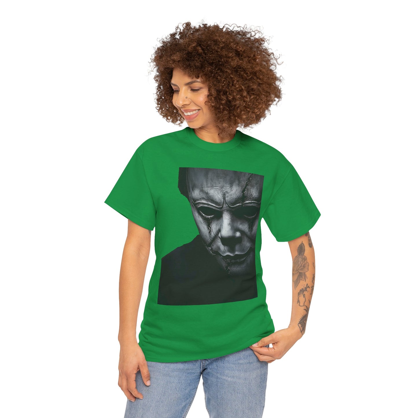 Michael Myers Tee, Halloween Graphic T-Shirt, Horror Mask Top, Unisex Cotton Tee