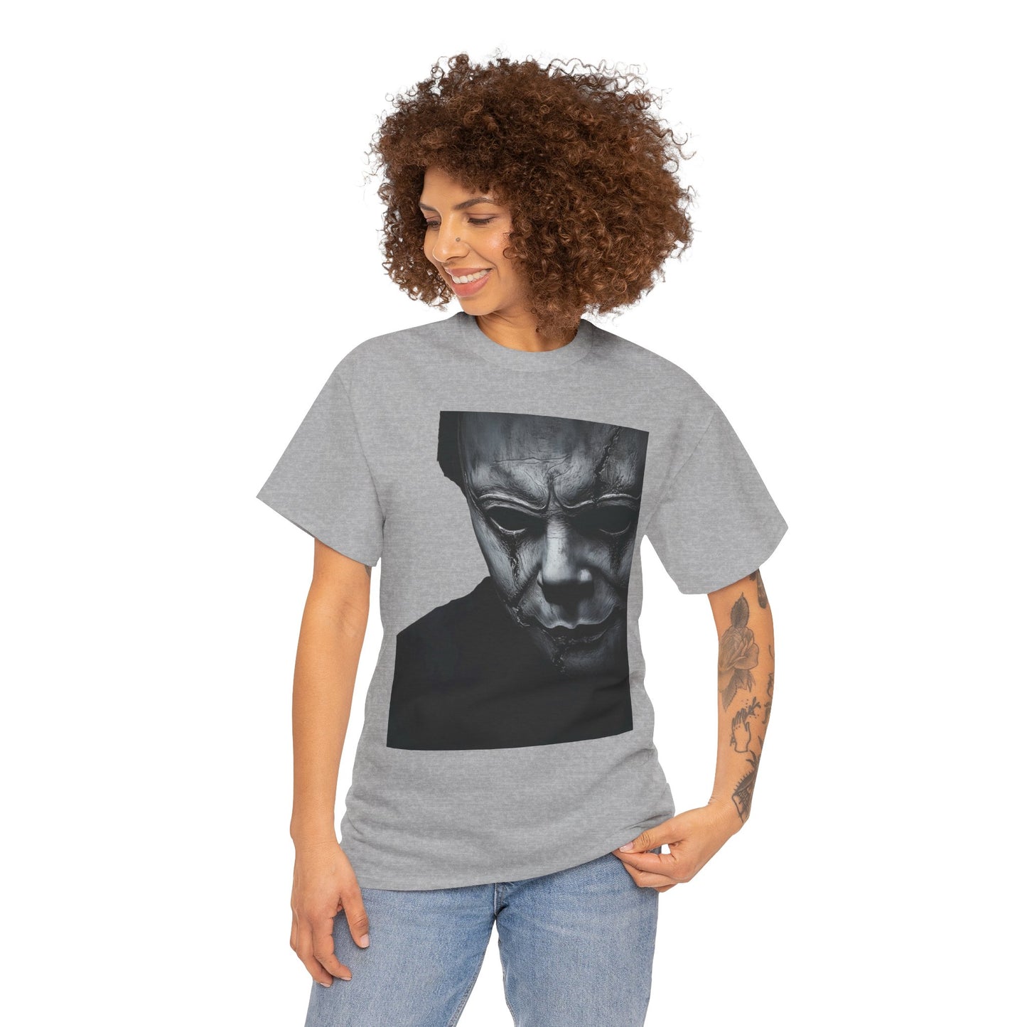 Michael Myers Tee, Halloween Graphic T-Shirt, Horror Mask Top, Unisex Cotton Tee