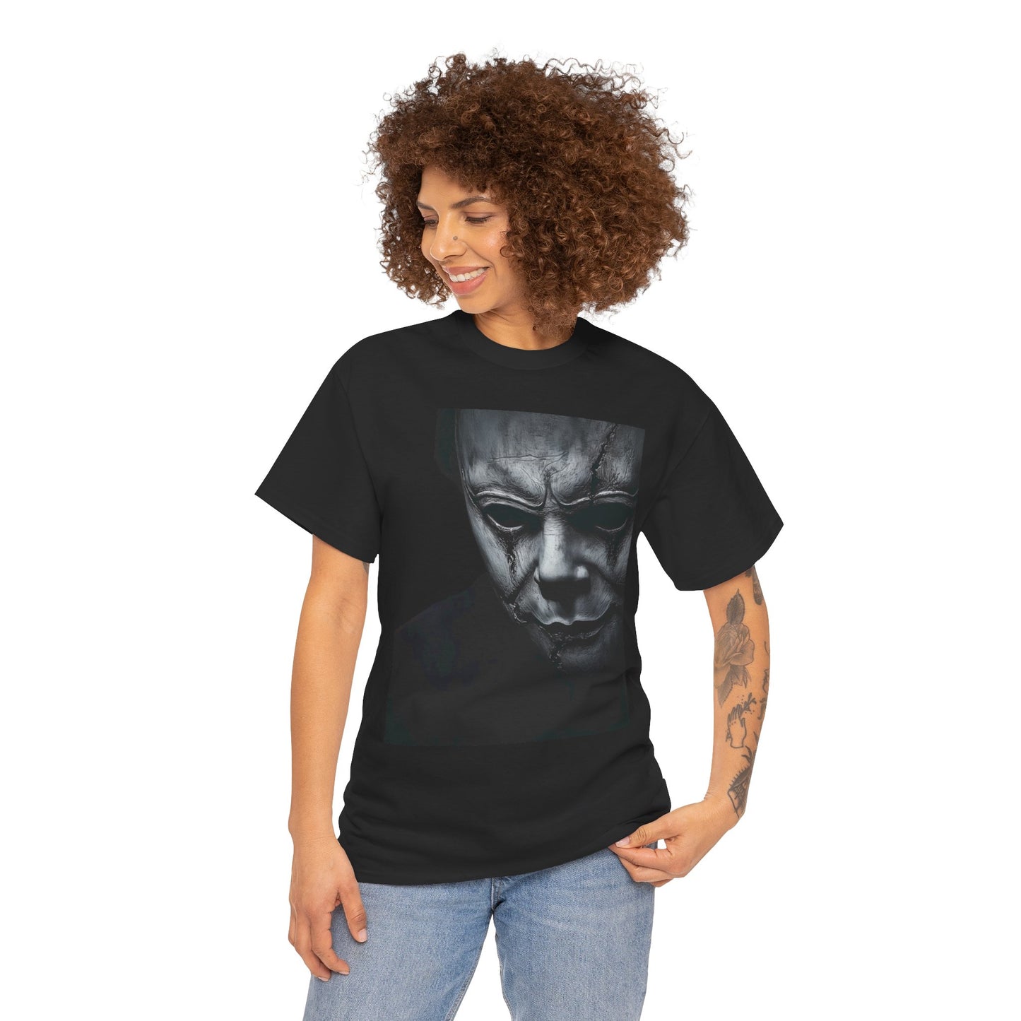 Michael Myers Tee, Halloween Graphic T-Shirt, Horror Mask Top, Unisex Cotton Tee