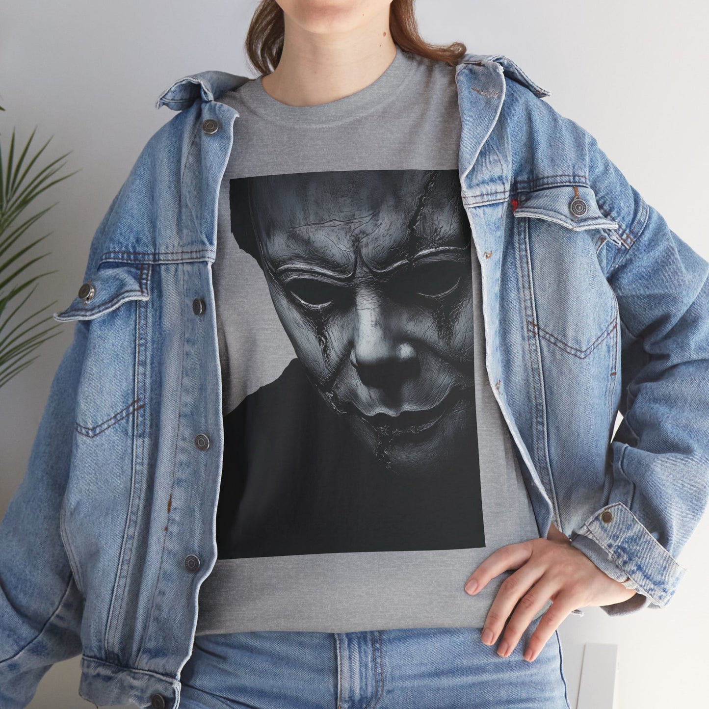 Michael Myers Tee, Halloween Graphic T-Shirt, Horror Mask Top, Unisex Cotton Tee