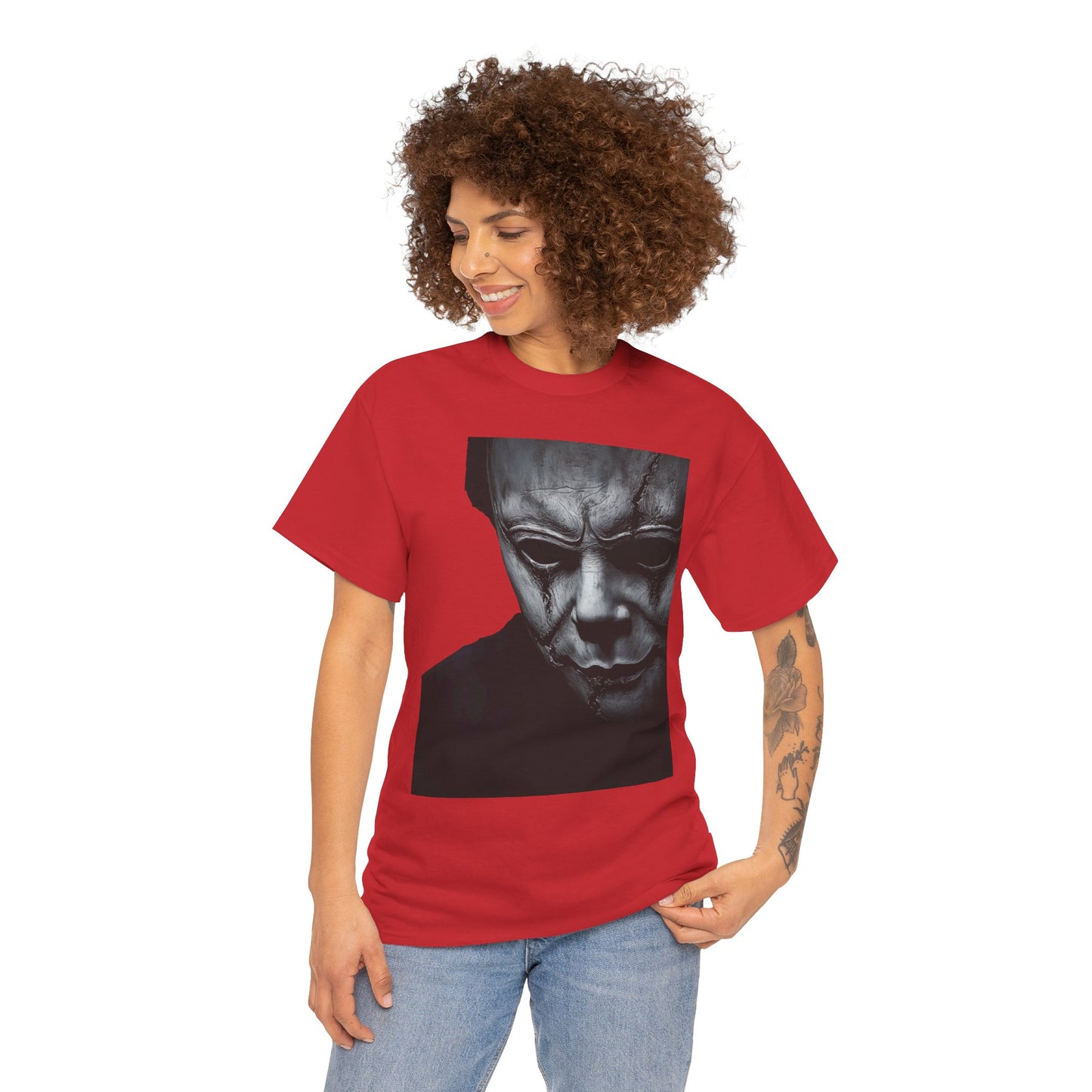 Michael Myers Tee, Halloween Graphic T-Shirt, Horror Mask Top, Unisex Cotton Tee