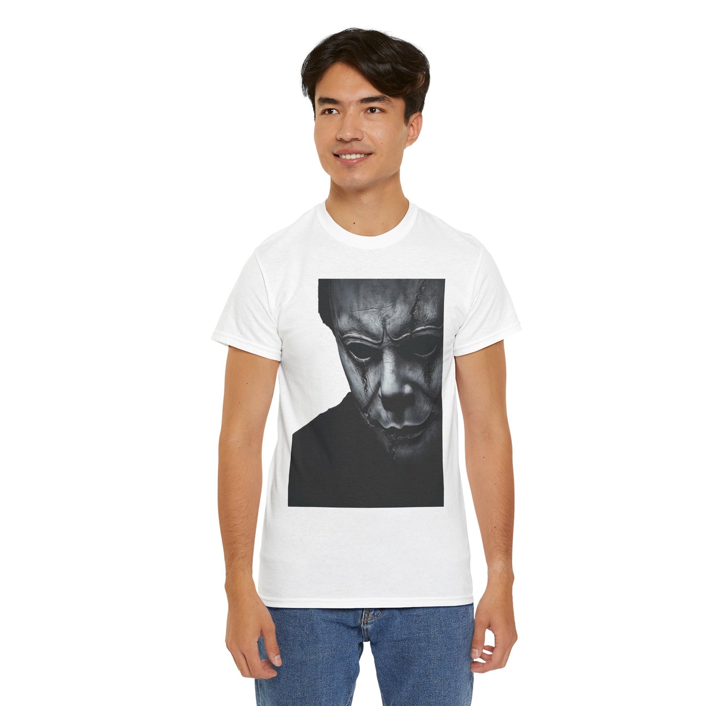 Michael Myers Tee, Halloween Graphic T-Shirt, Horror Mask Top, Unisex Cotton Tee