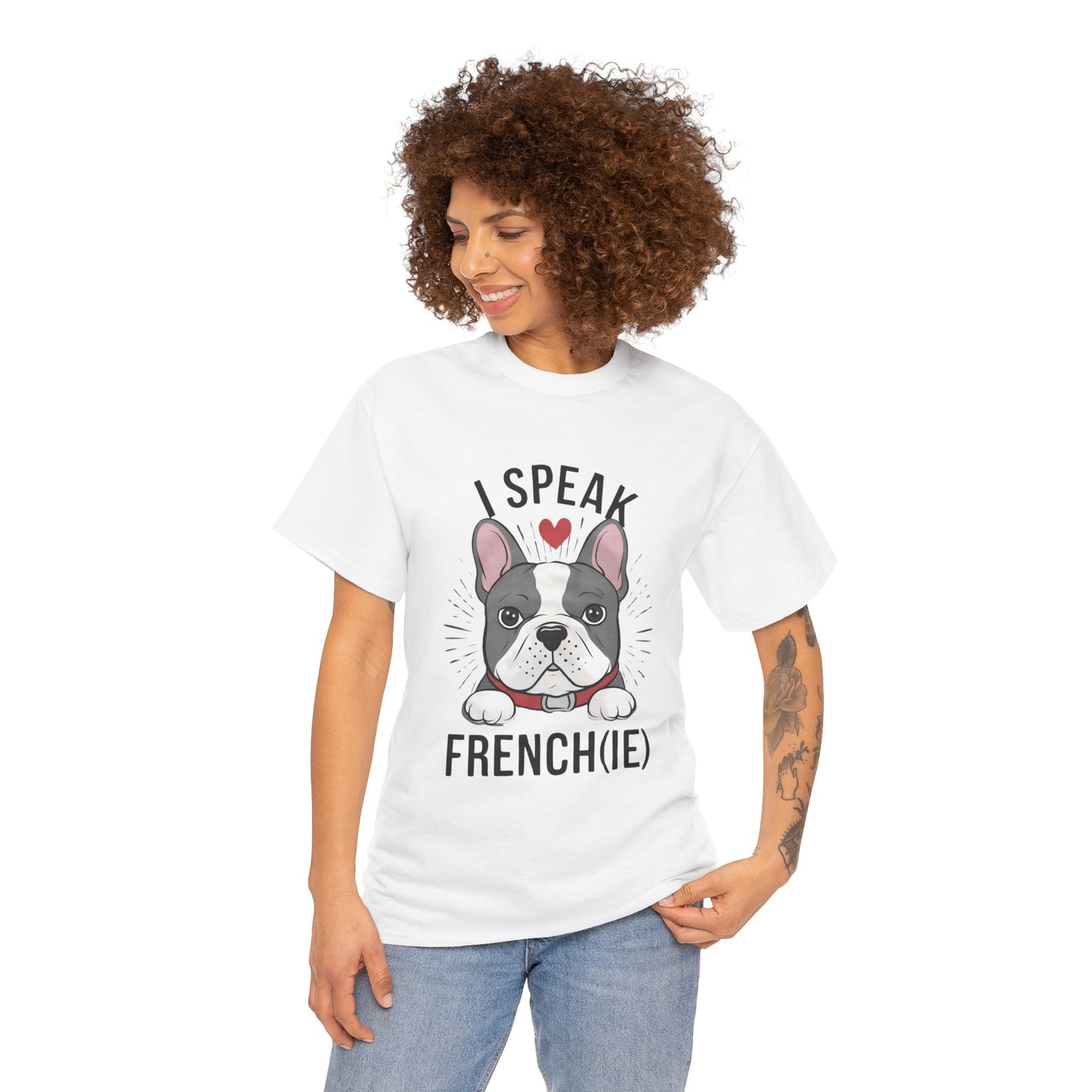 I Speak French(ie) T-Shirt Funny French Bulldog Lover Tee Unisex Casual Dog Lover Apparel Cute & Cool Gift Idea